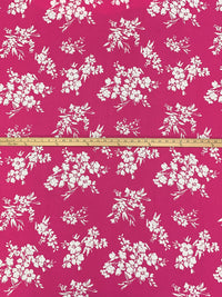 Magenta Pink/White 100% Rayon Floral Print Challis 56W