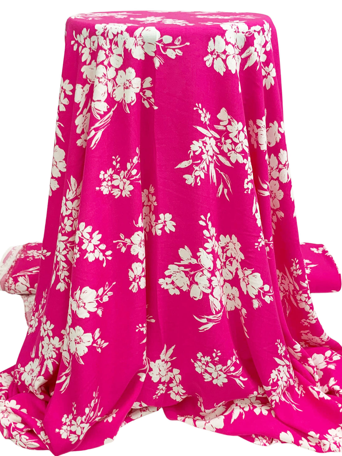 Magenta Pink/White 100% Rayon Floral Print Challis 56W