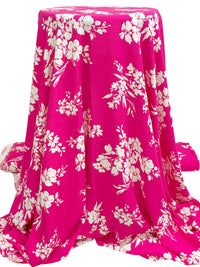 Magenta Pink/White 100% Rayon Floral Print Challis 56W