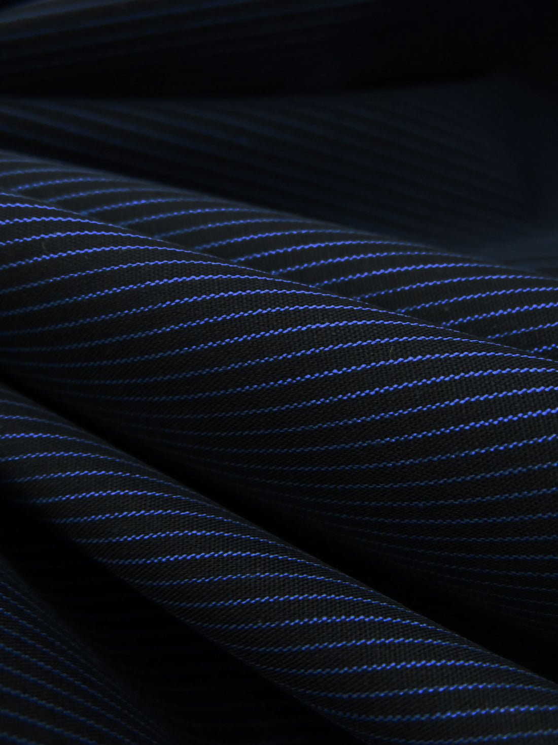 Black/Dark Blue 100% Cotton Vertical Stripe Weave Shirting - NY Designer - 44W