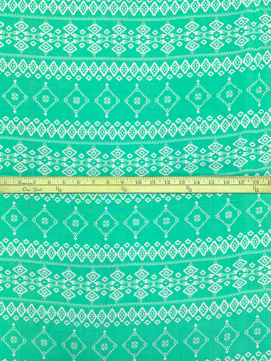 Caribbean Green/White 100% Rayon Horizontal Southwest Print Challis 54W