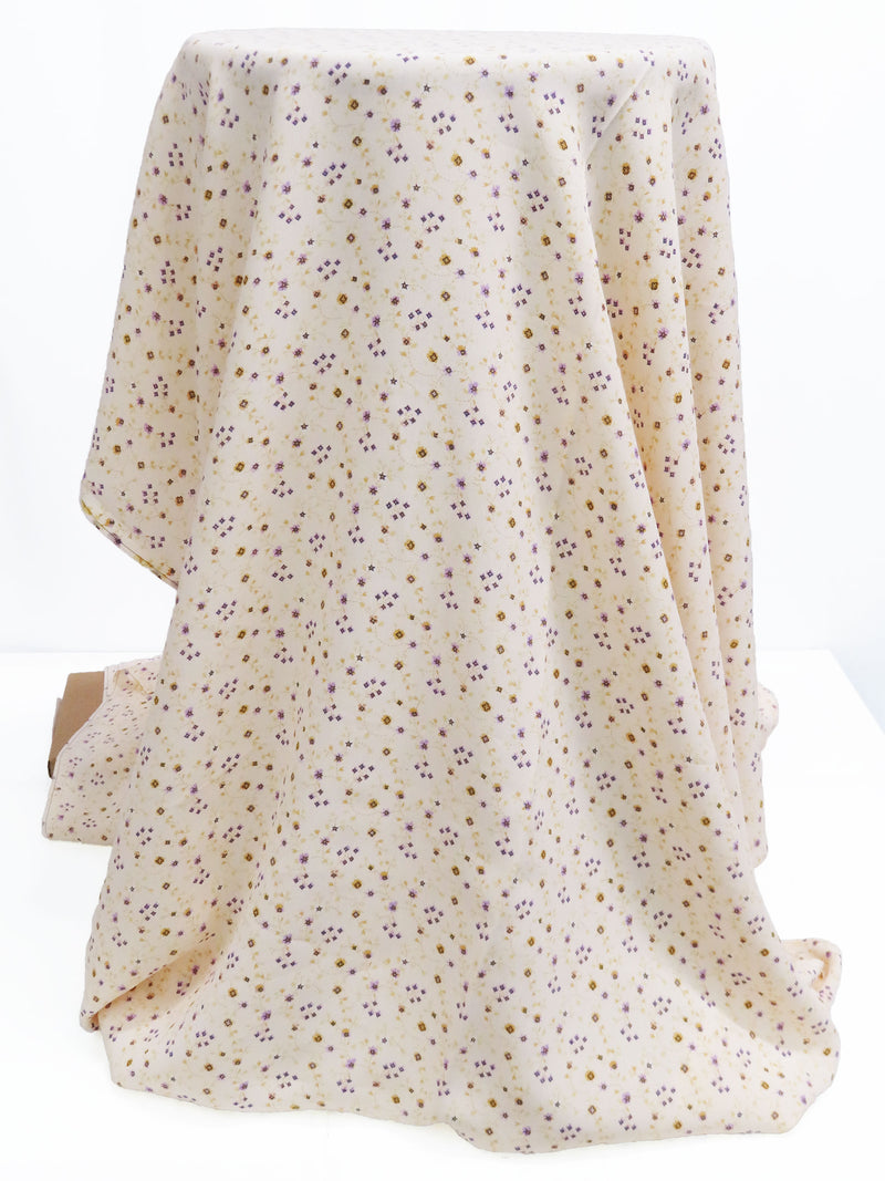 Manilla/Lavender/Goldenrod/Multi 100% Rayon Ditsy Floral Print Crepe Blouse Weight Woven 42W