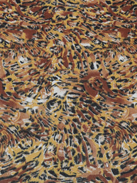 Honey/Coyote Brown/Black/White 100% Rayon Animal Print Georgette 44W