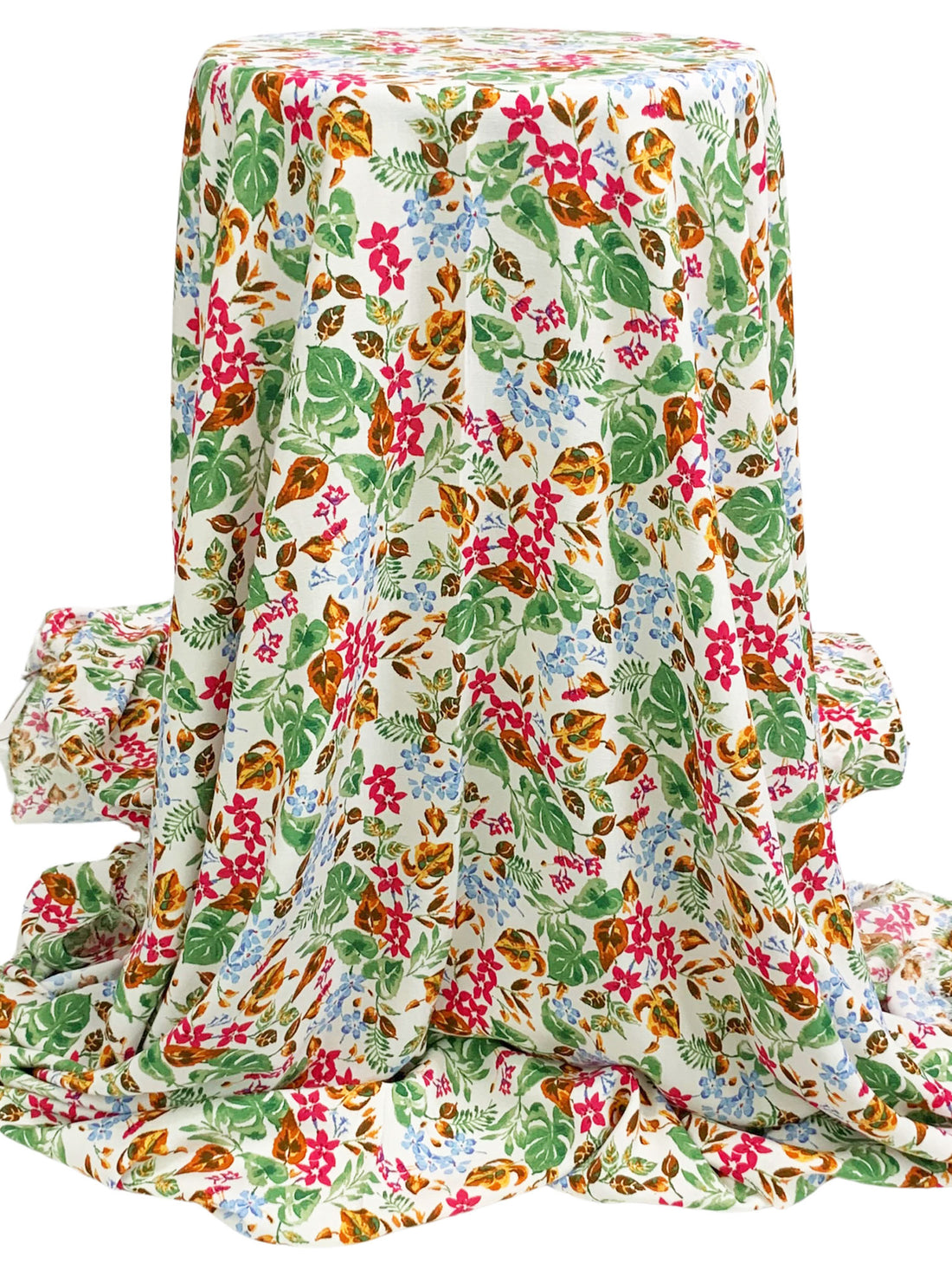 White/Palm Leaf/Pale Cerulean/Multi 100% Rayon Floral Print Challis 55W