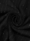 Black/White Wool/Polyester Vertical Flecked Stripe Heavy Suiting/Light Coating - NY Designer - 60W
