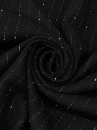 Black/White Wool/Polyester Vertical Flecked Stripe Heavy Suiting/Light Coating - NY Designer - 60W