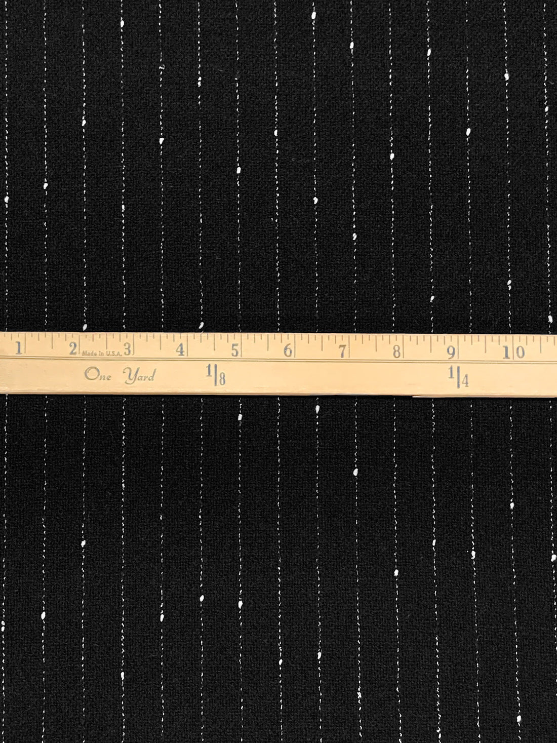 Black/White Wool/Polyester Vertical Flecked Stripe Heavy Suiting/Light Coating - NY Designer - 60W