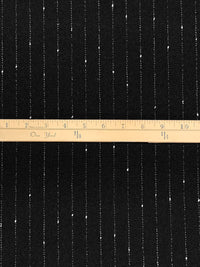 Black/White Wool/Polyester Vertical Flecked Stripe Heavy Suiting/Light Coating - NY Designer - 60W