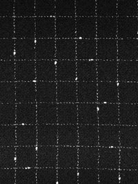 Black/White Wool/Polyester Flecked Windowpane Plaid Heavy Suiting/Light Coating - NY Designer - 60W