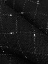 Black/White Wool/Polyester Flecked Windowpane Plaid Heavy Suiting/Light Coating - NY Designer - 60W