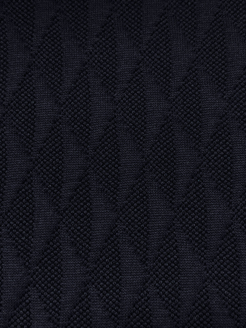 Navy Polyester/Lycra Geometric Textured Double Knit - NY Designer - 48W