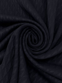 Navy Polyester/Lycra Geometric Textured Double Knit - NY Designer - 48W