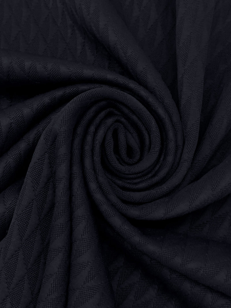 Navy Polyester/Lycra Geometric Textured Double Knit - NY Designer - 48W