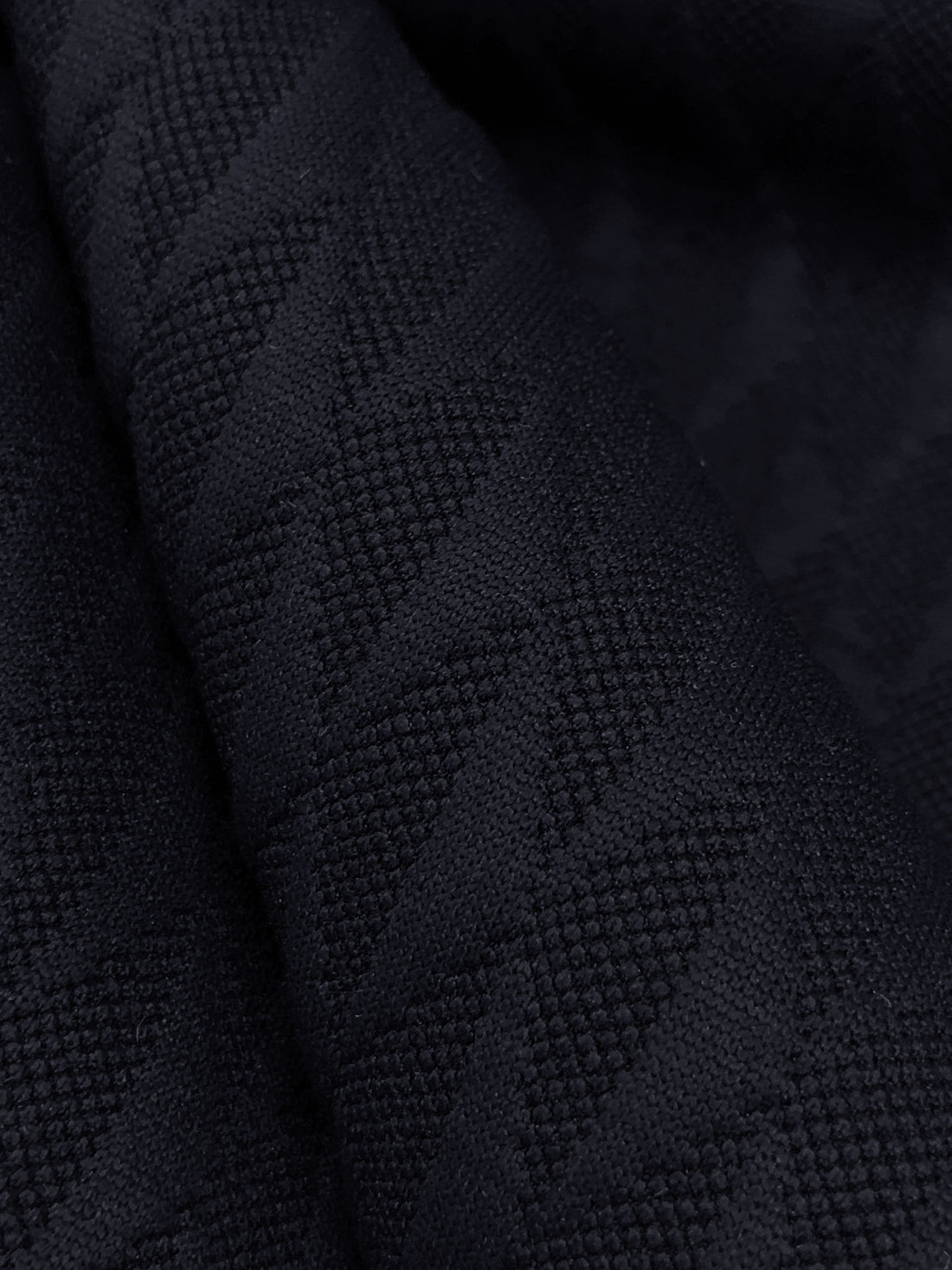 Navy Polyester/Lycra Geometric Textured Double Knit - NY Designer - 48W