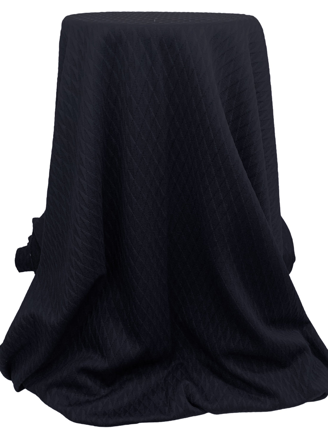 Navy Polyester/Lycra Geometric Textured Double Knit - NY Designer - 48W