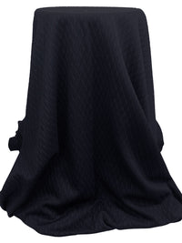 Navy Polyester/Lycra Geometric Textured Double Knit - NY Designer - 48W