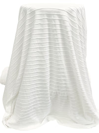 White 100% Cotton Slight Diagonal Pleated Stripe Jersey Knit - Spirit House - 56W