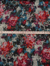 Dark Scarlet/Teal Blue/Iron/Multi Polyester/Lycra Abstract Floral Print Hacci Sweater Knit 54W