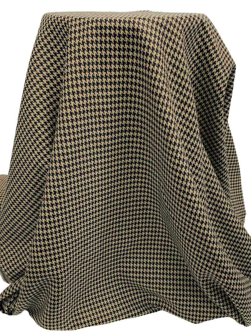 Camel/Black 100% Polyester Houndstooth Suiting 58W