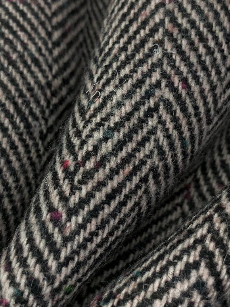 Light Gray/Black/Multi Polyester/Wool Tweed Herringbone Suiting 60W