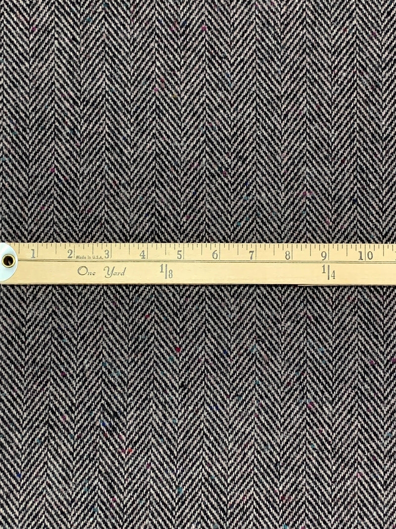 Light Gray/Black/Multi Polyester/Wool Tweed Herringbone Suiting 60W