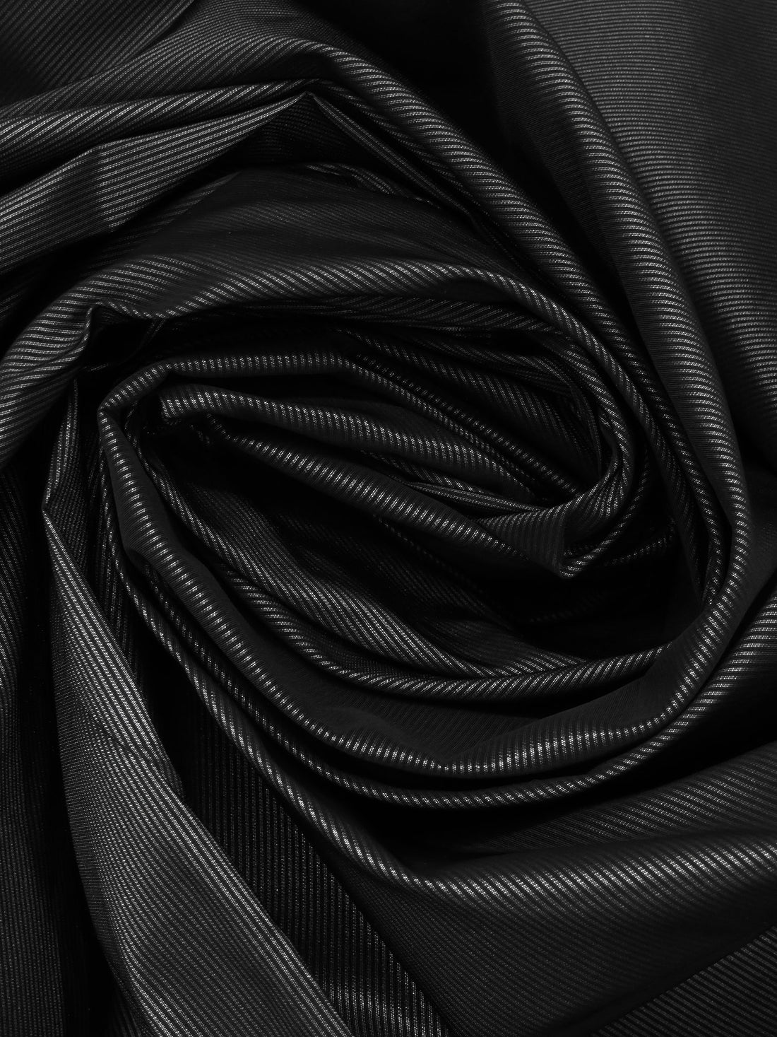 Black/Silver 100% Polyester Horizontal Stripe Weave Taffeta 60W