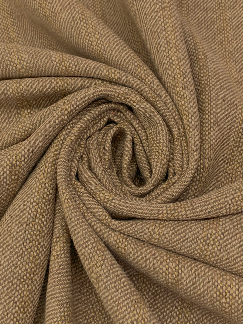 Pale Brown/Almond/Muted Cream Polyester/Wool Broken Herringbone Suiting 56W