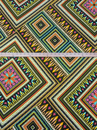 Olive/Turquoise Surf/Black/Multi Polyester/Lycra Abstract Geometric Print ITY Knit 56W