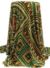 Olive/Turquoise Surf/Black/Multi Polyester/Lycra Abstract Geometric Print ITY Knit 56W