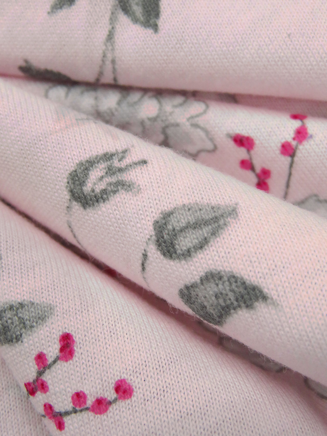 Light Pink/French Wine/Pale Gray/Multi 100% Cotton Flower and Cardinal Print Jersey Knit 62W