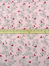 Light Pink/French Wine/Pale Gray/Multi 100% Cotton Flower and Cardinal Print Jersey Knit 62W