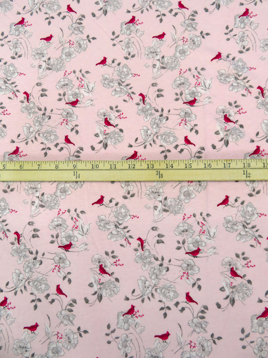 Light Pink/French Wine/Pale Gray/Multi 100% Cotton Flower and Cardinal Print Jersey Knit 62W