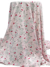Light Pink/French Wine/Pale Gray/Multi 100% Cotton Flower and Cardinal Print Jersey Knit 62W