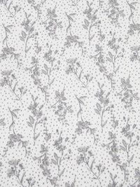 White/Light Gray/Gray 100% Cotton Floral Stem Print Jersey Knit 60W