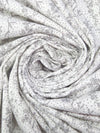 White/Light Gray/Gray 100% Cotton Floral Stem Print Jersey Knit 60W