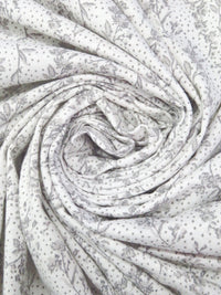 White/Light Gray/Gray 100% Cotton Floral Stem Print Jersey Knit 60W
