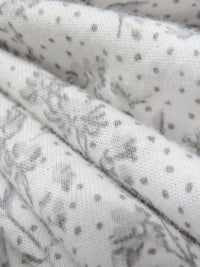 White/Light Gray/Gray 100% Cotton Floral Stem Print Jersey Knit 60W