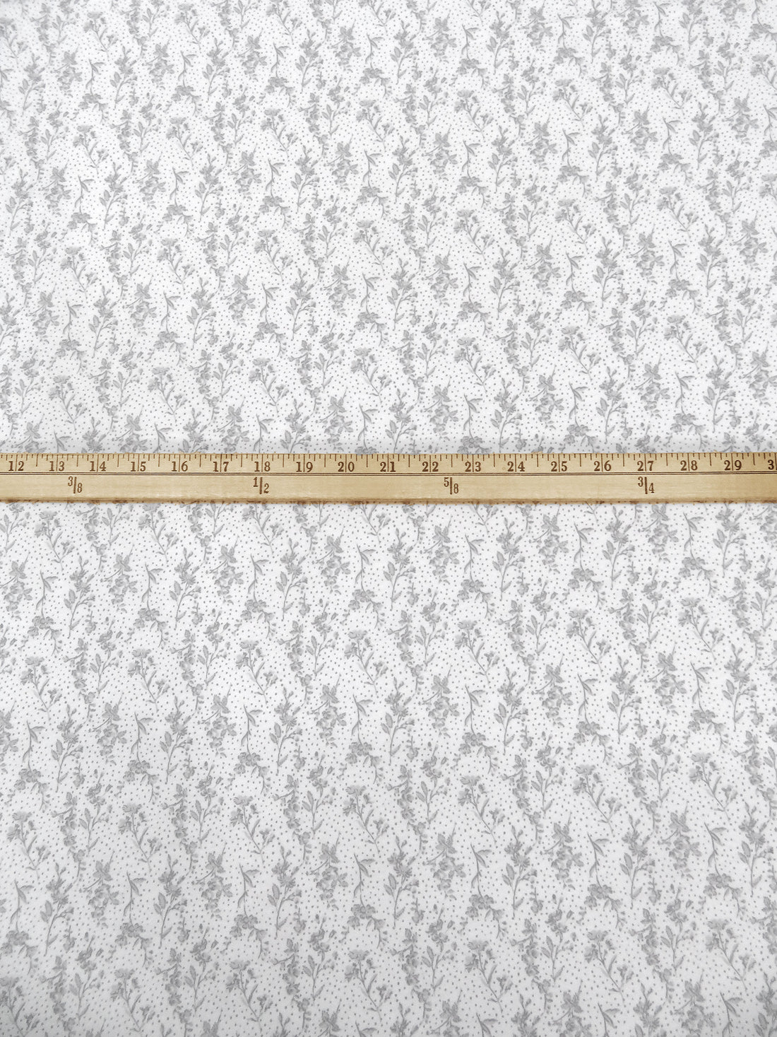White/Light Gray/Gray 100% Cotton Floral Stem Print Jersey Knit 60W
