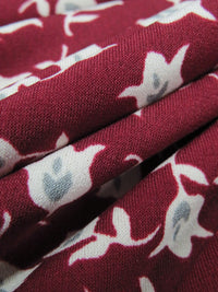 Burgundy/Bone/Aluminum Gray Polyester/Lycra Floral Print ITY Knit 56W