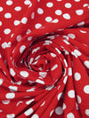 Cherry Red/White Cotton/Lycra Polka Dot print Jersey Knit 58W