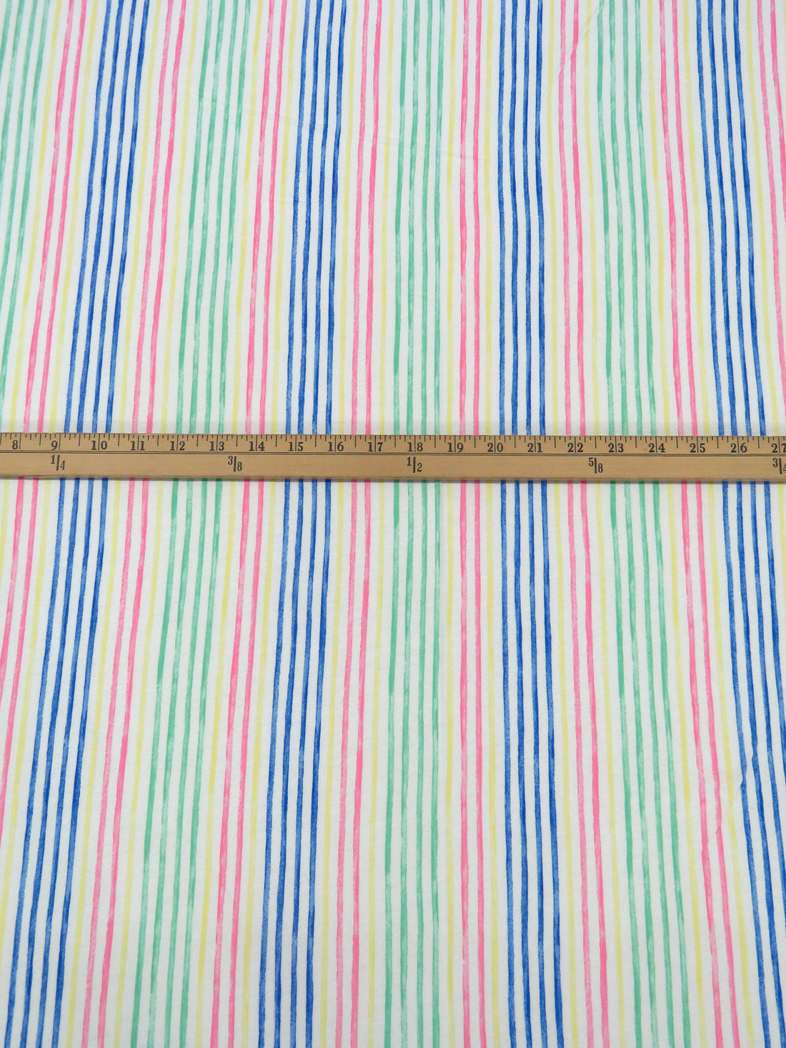White/True Blue/Mountain Meadow/Multi 100% Cotton Vertical Stripe Print Jersey Knit 66W