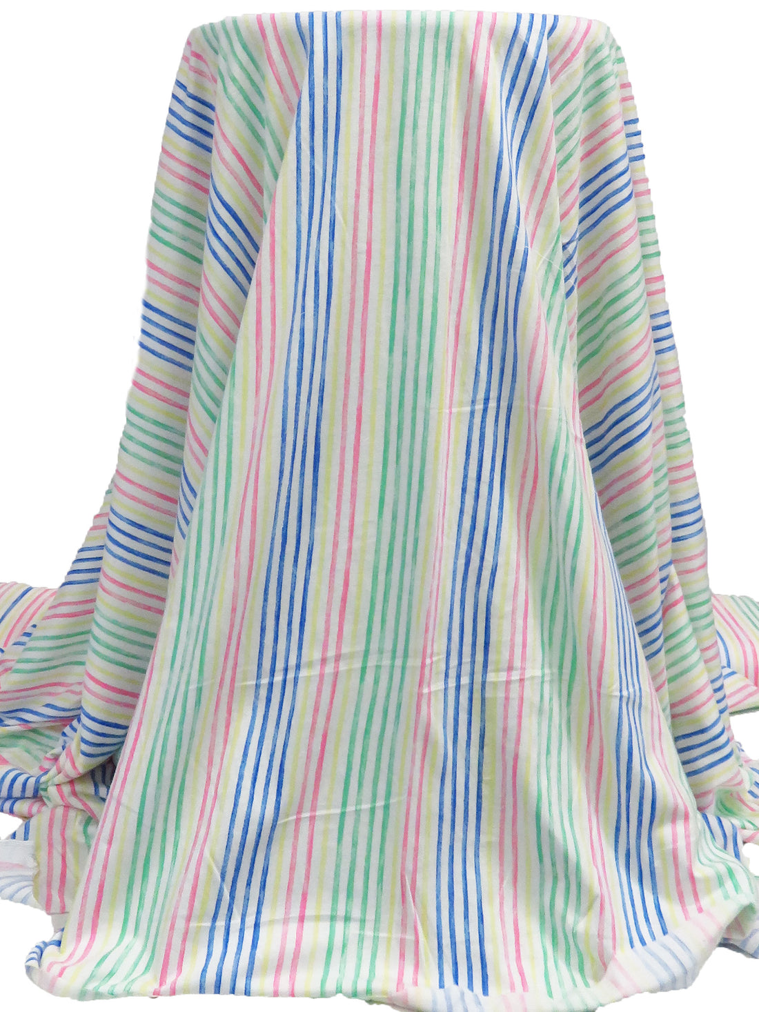 White/True Blue/Mountain Meadow/Multi 100% Cotton Vertical Stripe Print Jersey Knit 66W