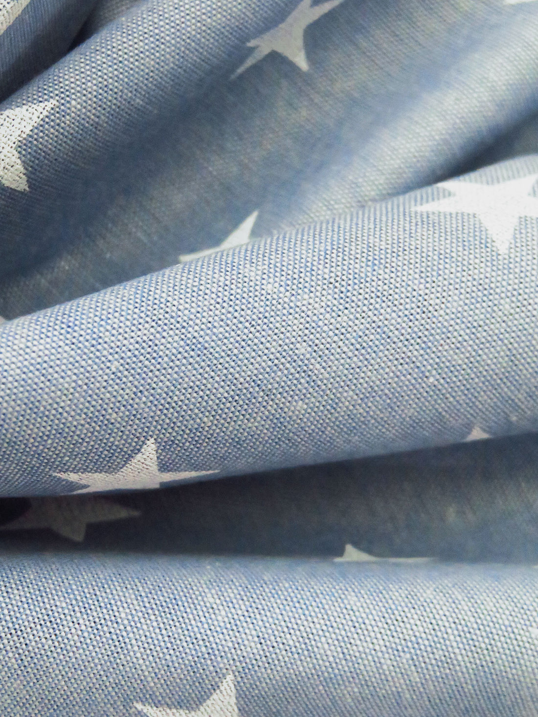 Light Steel Blue/White 100% Cotton Stars Print Classiques Chambray - Sevenberry By Robert Kaufman - 44W