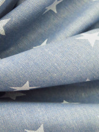Light Steel Blue/White 100% Cotton Stars Print Classiques Chambray - Sevenberry By Robert Kaufman - 44W