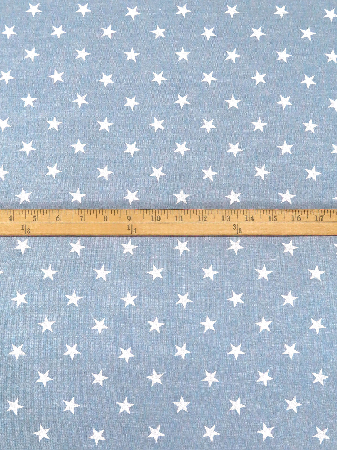 Light Steel Blue/White 100% Cotton Stars Print Classiques Chambray - Sevenberry By Robert Kaufman - 44W