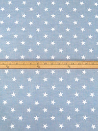 Light Steel Blue/White 100% Cotton Stars Print Classiques Chambray - Sevenberry By Robert Kaufman - 44W