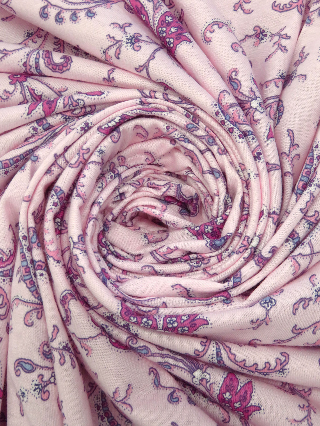 Mulberry Pink/Pastel Pink/White/Multi 100% Cotton Abstract Floral Print Jersey Knit 66W