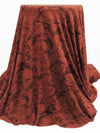 Terracotta Red/Dark Cedar Brown Polyester/Lycra Cracked Earth Print Double Brushed Knit 56W