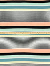 Peach/Steel Teal/Black/White Rayon/Lycra Horizontal Stripe Jersey Knit 56W