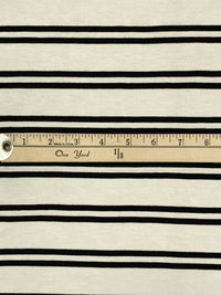 Vanilla Cream/Black Rayon/Lycra Horizontal Dual Stripe Jersey Knit 58W